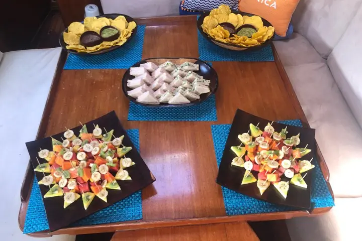 a cake sitting on top of a wooden table
