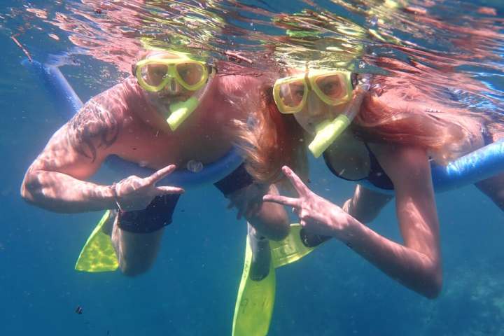 a person swimming in the water