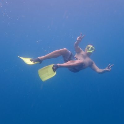 a person swimming in the water