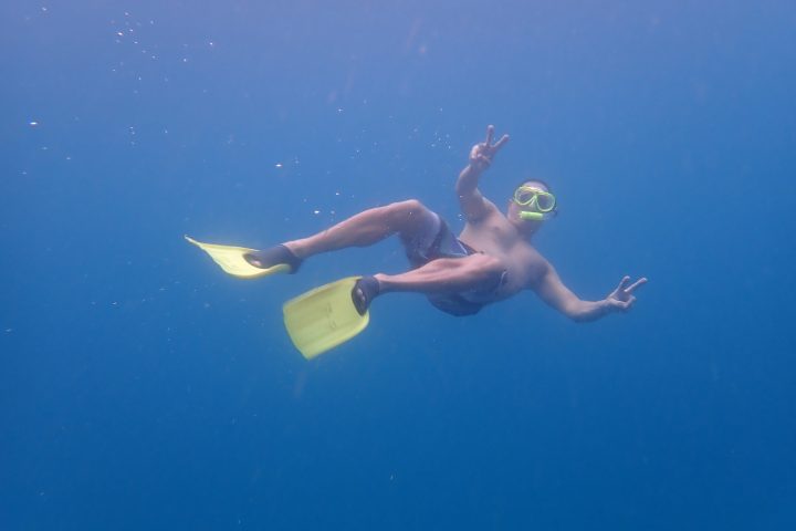 a person swimming in the water