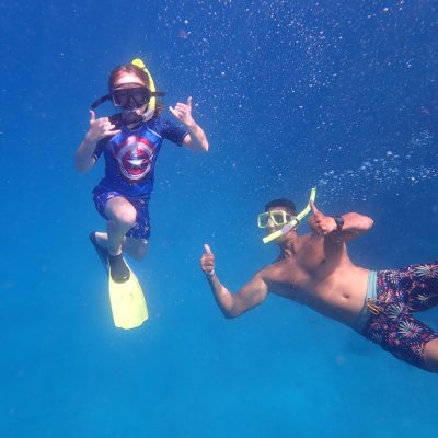 a person swimming in the water