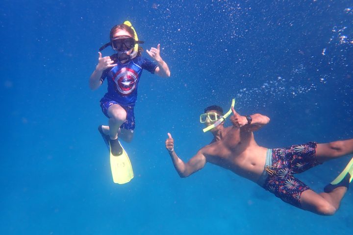 a person swimming in the water