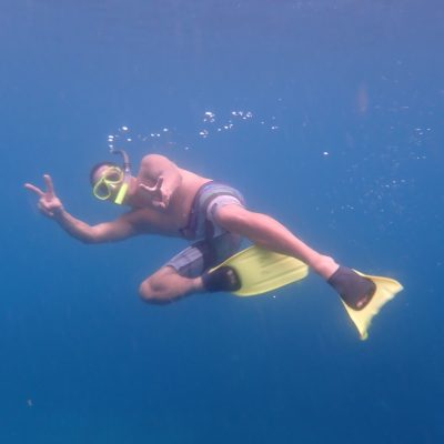 a person swimming in the water