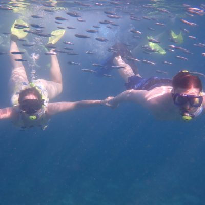 a person swimming in the water