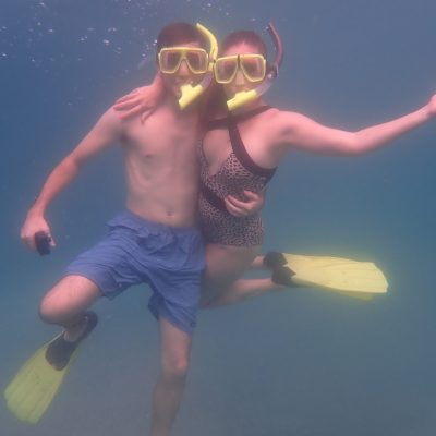 a person swimming in the water