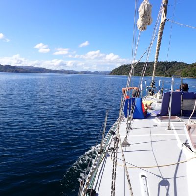 a man standing in front of a boat next to a body of water